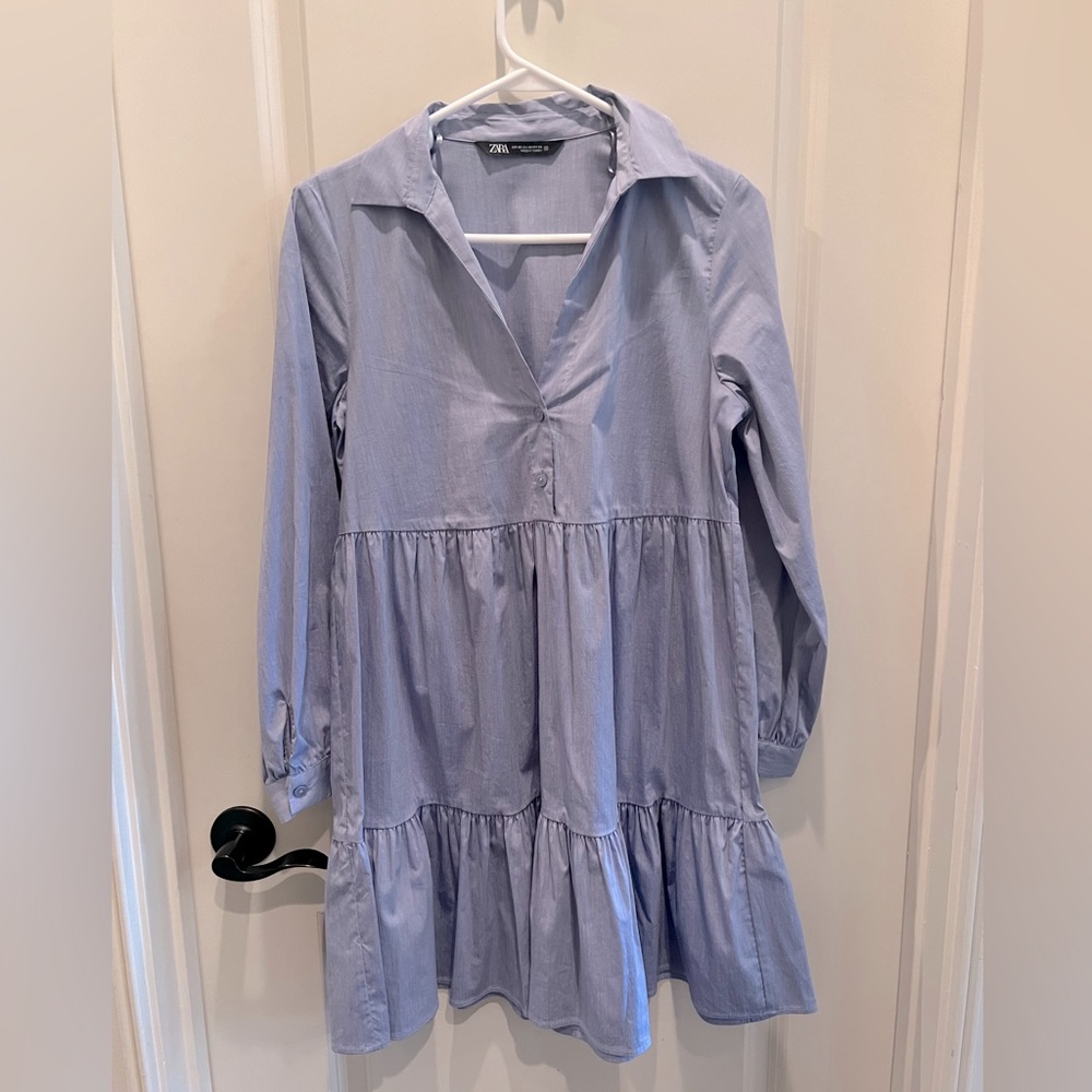 Light blue Zara shirt dress XS